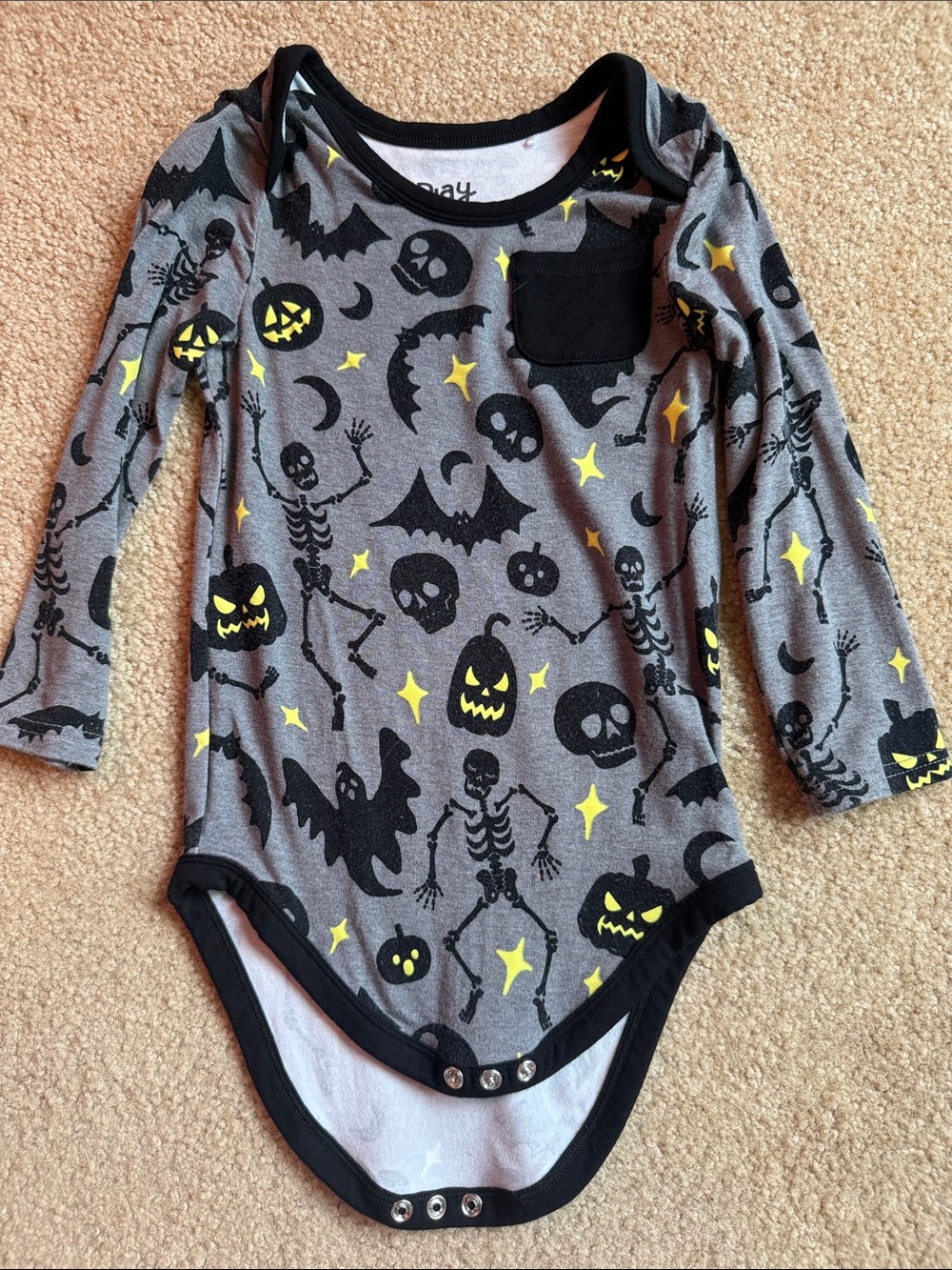 Little Sleep Halloween Skeleton & Pumpkin One-Piece Bodysuit - size 18-24m